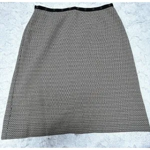 Norton McNaughton Petites Womens Black/Ivory Geometric Print A-Line Skirt 10P