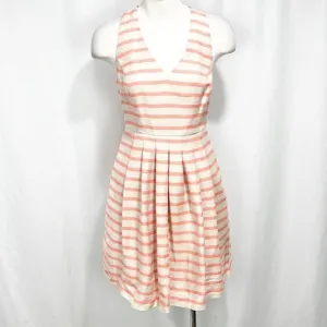 NWT Banana Republic Stripe Fit and Flare Dress Orange &amp;‎ Tan Linen Blend size 0