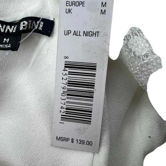 NWT Gianni Bini Lace Black &amp; White Pleated Tiered Dress MSRP $139 Size Medium