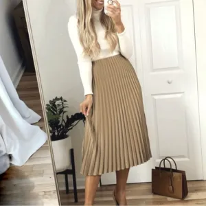 NWT J. Crew Gwyneth pleated midi slip skirt in Camel BN757