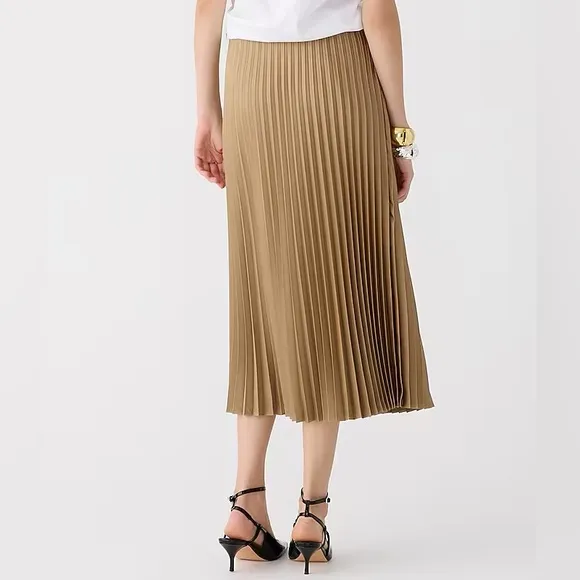 NWT J. Crew Gwyneth pleated midi slip skirt in Camel BN757