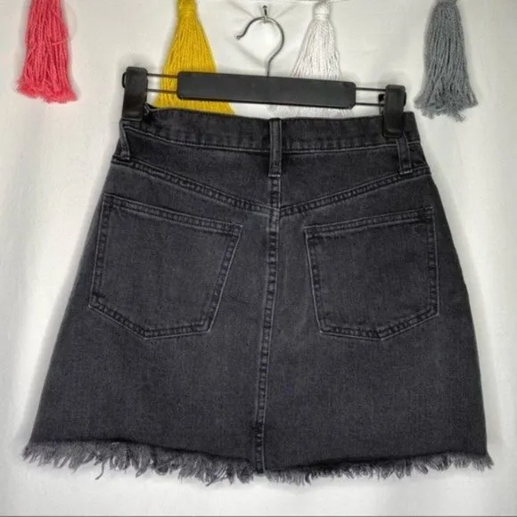 NWT Madewell Black Rigid Denim A-Line Mini Skirt