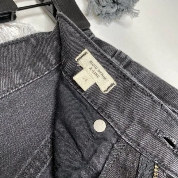 NWT Madewell Black Rigid Denim A-Line Mini Skirt