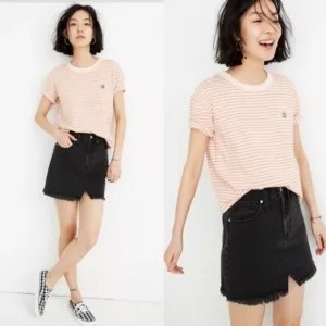 NWT Madewell Black Rigid Denim A-Line Mini Skirt