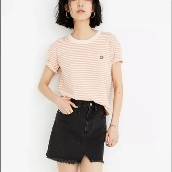 NWT Madewell Black Rigid Denim A-Line Mini Skirt