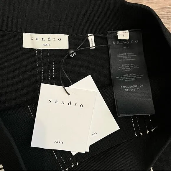 NWT Sandro Paris black knit Eudine a-line mini skirt