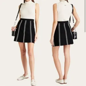 NWT Sandro Paris black knit Eudine a-line mini skirt
