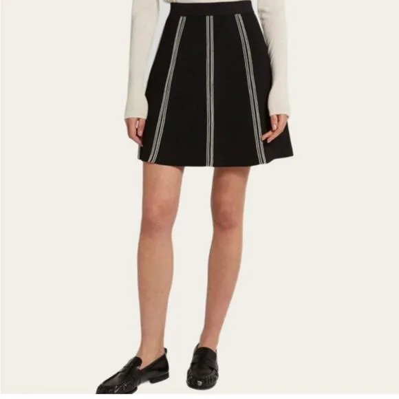 NWT Sandro Paris black knit Eudine a-line mini skirt