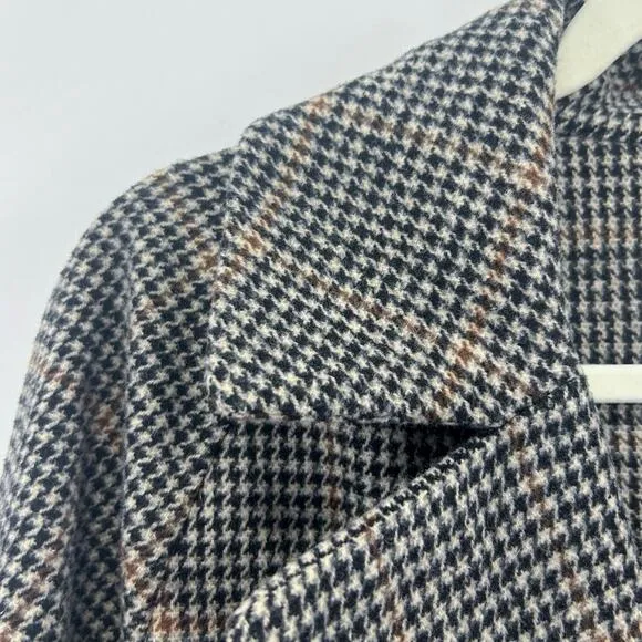 Oak   Fort Wool Blend Plaid Houndstooth Long Trench Coat x-Small