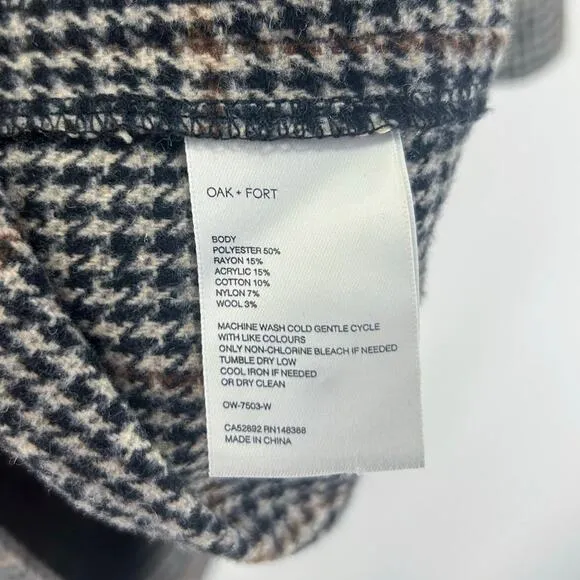 Oak   Fort Wool Blend Plaid Houndstooth Long Trench Coat x-Small