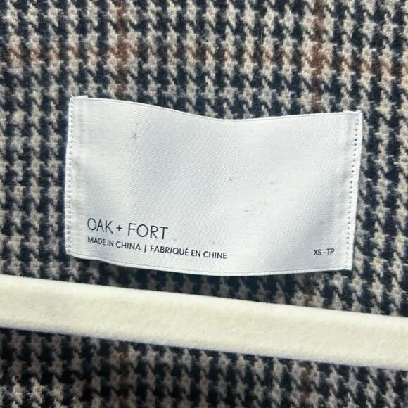 Oak   Fort Wool Blend Plaid Houndstooth Long Trench Coat x-Small
