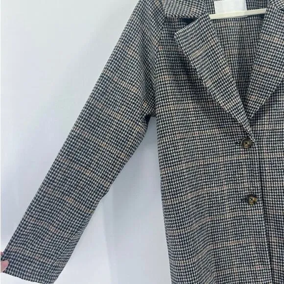Oak   Fort Wool Blend Plaid Houndstooth Long Trench Coat x-Small