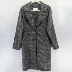 Oak   Fort Wool Blend Plaid Houndstooth Long Trench Coat x-Small