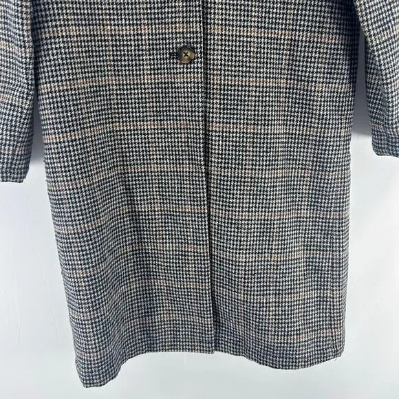 Oak   Fort Wool Blend Plaid Houndstooth Long Trench Coat x-Small