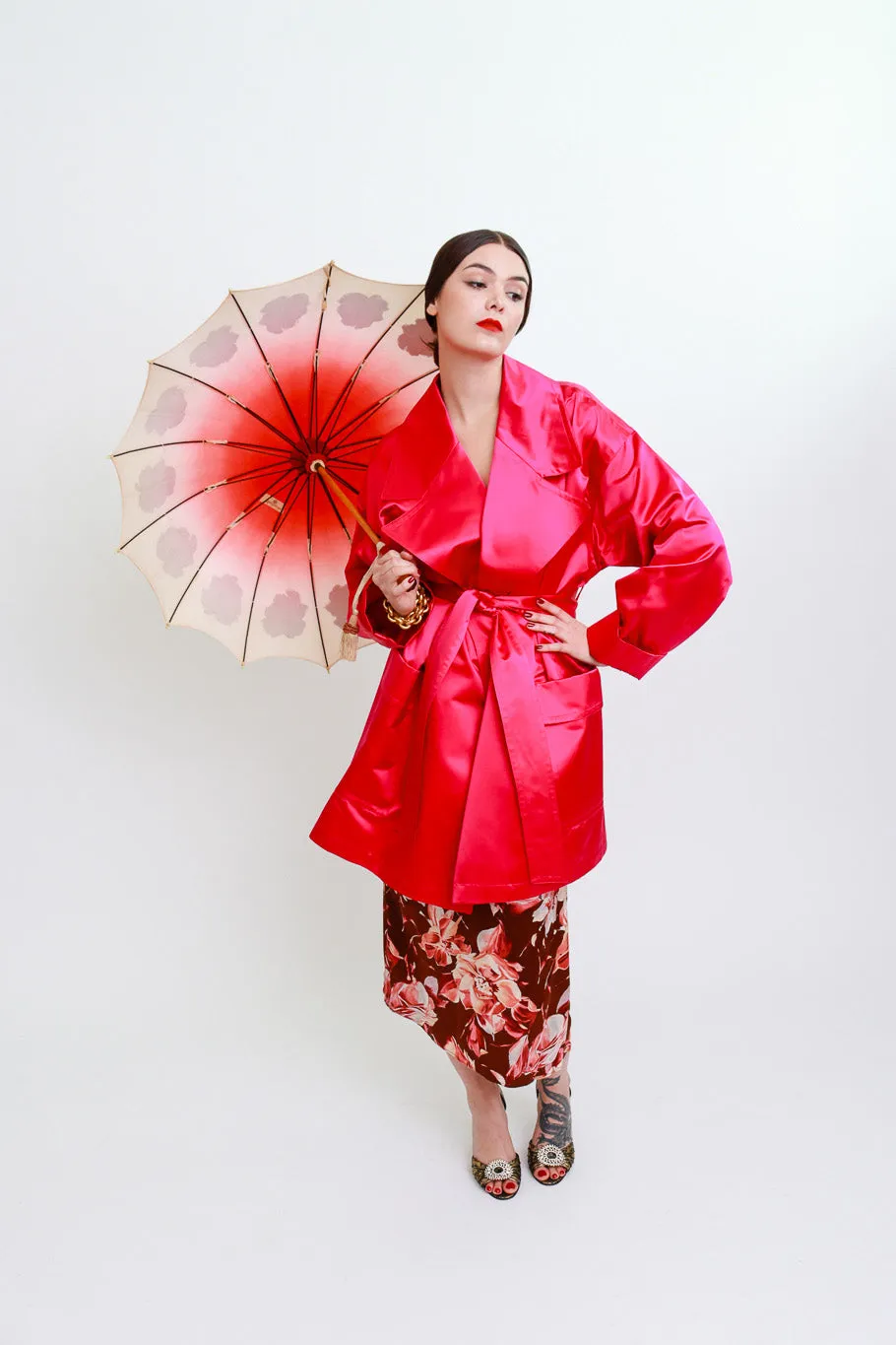 Oversized Silk Trench Coat
