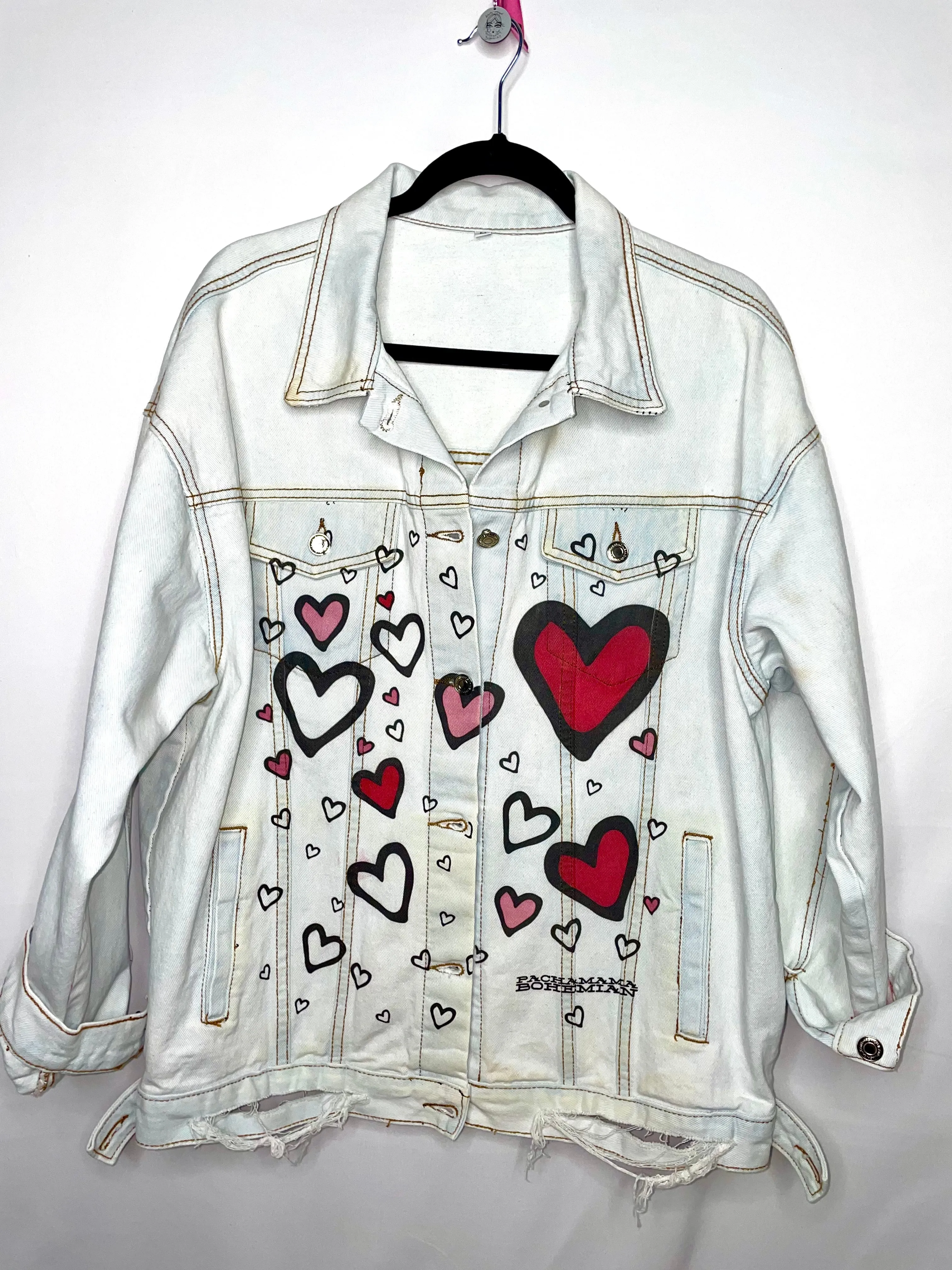 Perfectly Imperfect Face Love Denim Jacket