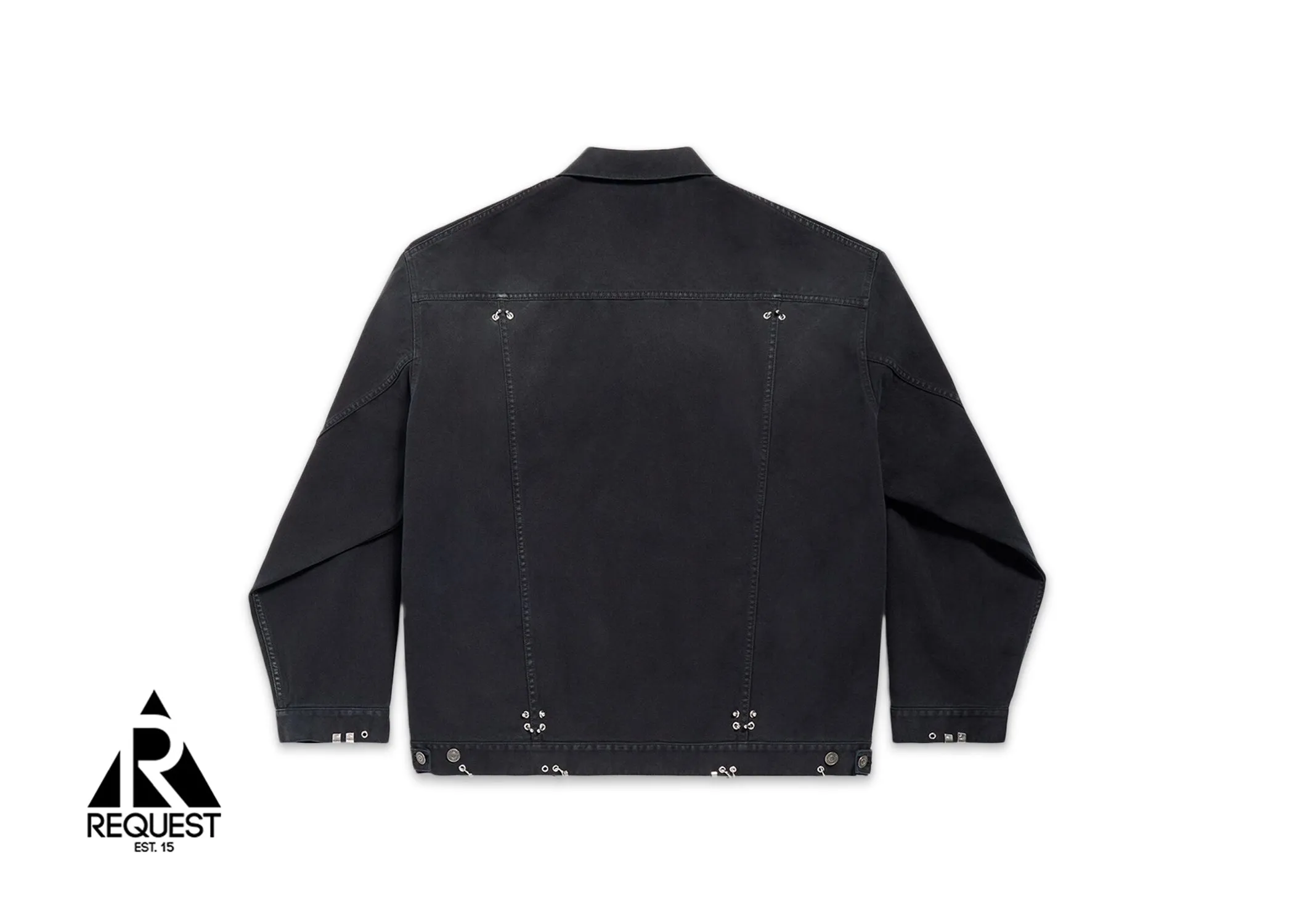 Pierced Denim Jacket "Sun-Bleached Black"