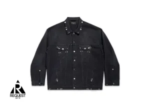 Pierced Denim Jacket "Sun-Bleached Black"