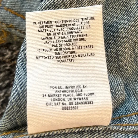 Pilcro/Anthropologie Denim Jean Jacket with Sweater Sleeves Size S