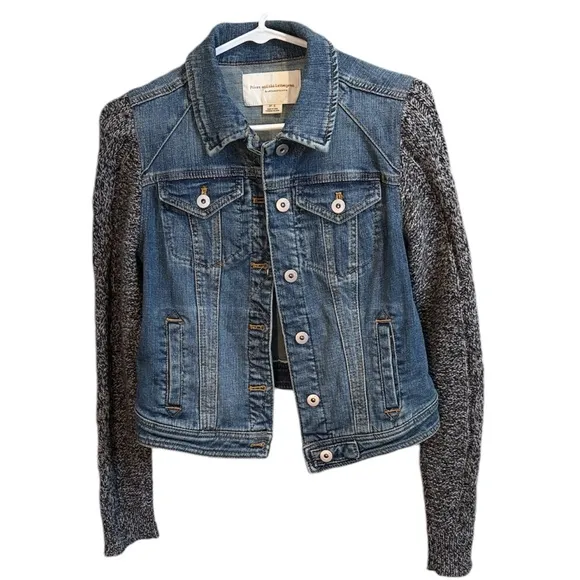 Pilcro/Anthropologie Denim Jean Jacket with Sweater Sleeves Size S