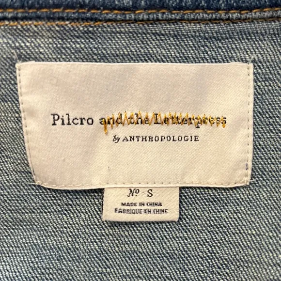 Pilcro/Anthropologie Denim Jean Jacket with Sweater Sleeves Size S