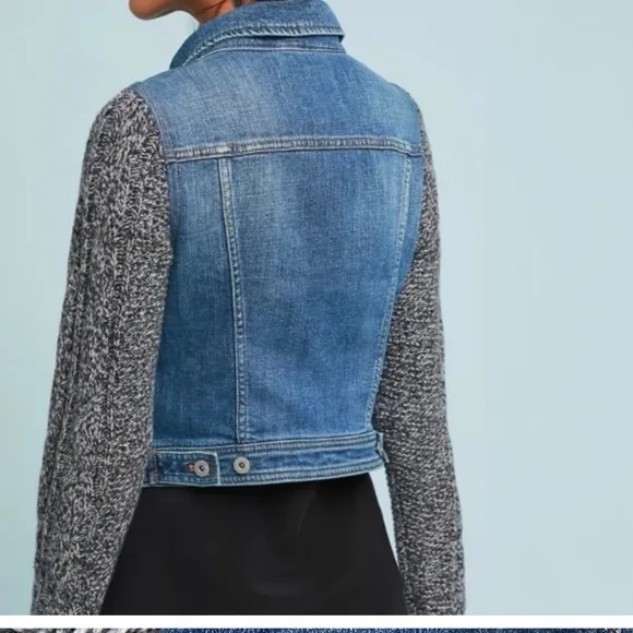 Pilcro/Anthropologie Denim Jean Jacket with Sweater Sleeves Size S