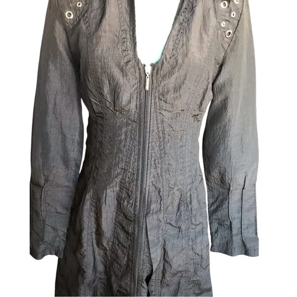 Pile Ou Face Fitted Black Trench Coat