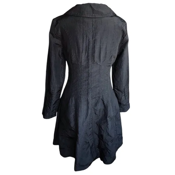 Pile Ou Face Fitted Black Trench Coat