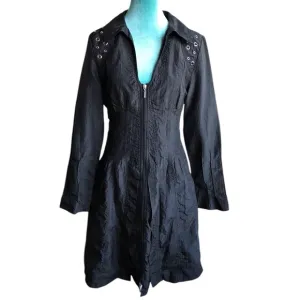 Pile Ou Face Fitted Black Trench Coat