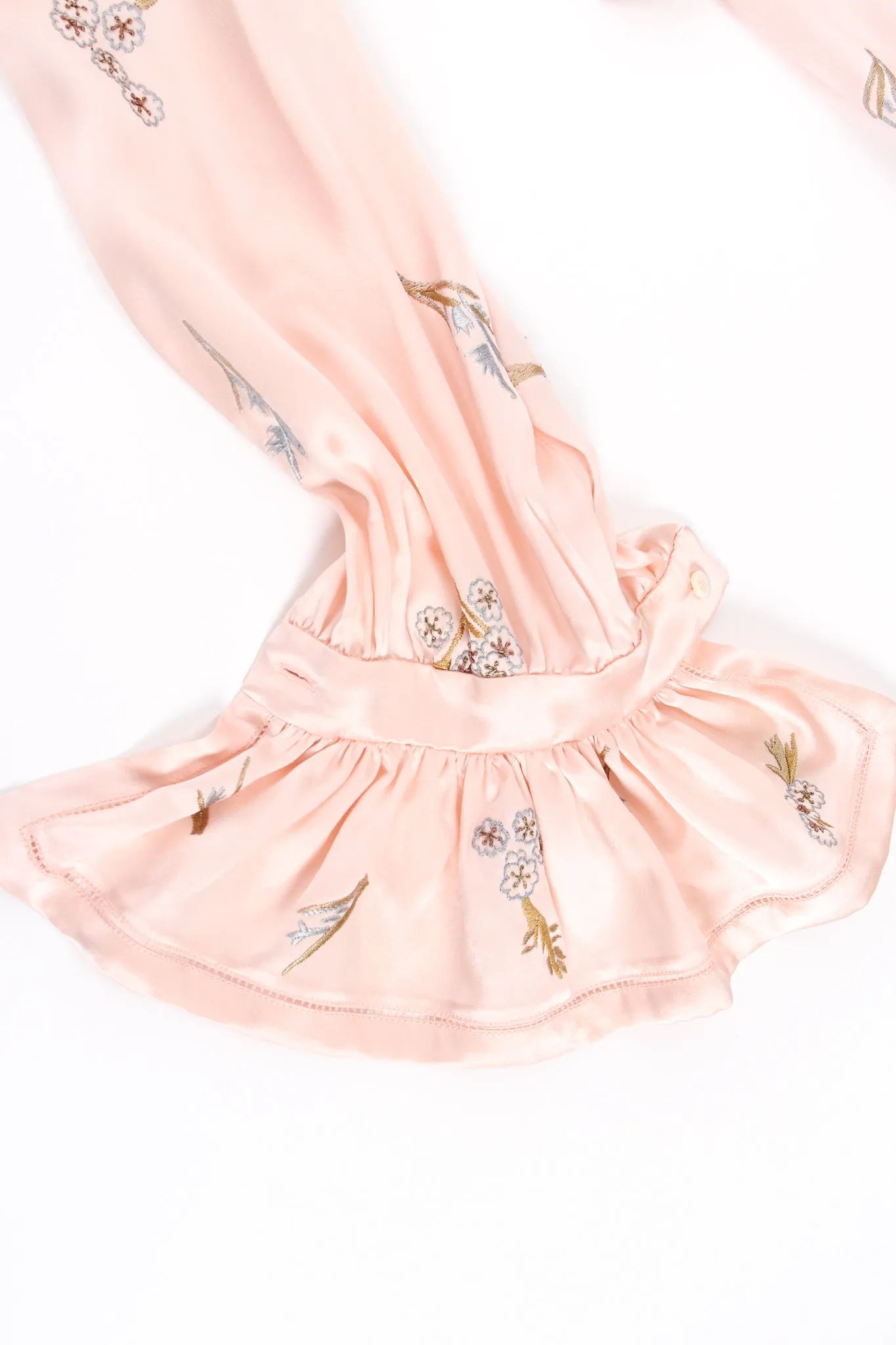 Pink Floral Embroidered Silk Shirt