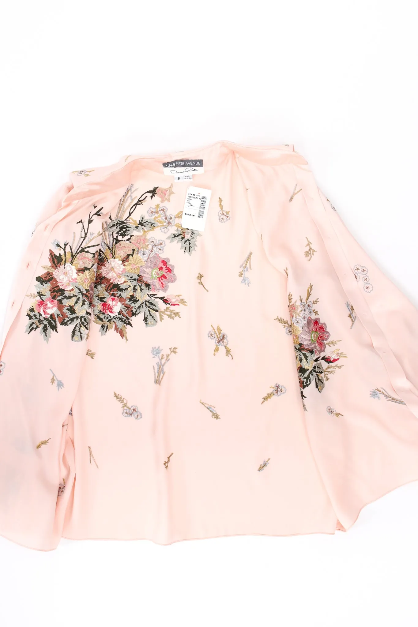 Pink Floral Embroidered Silk Shirt