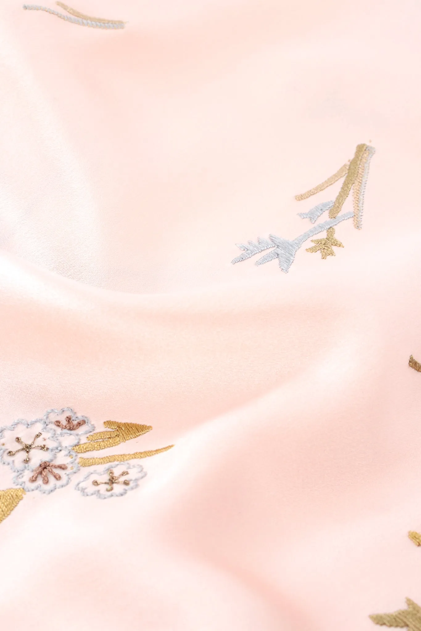 Pink Floral Embroidered Silk Shirt