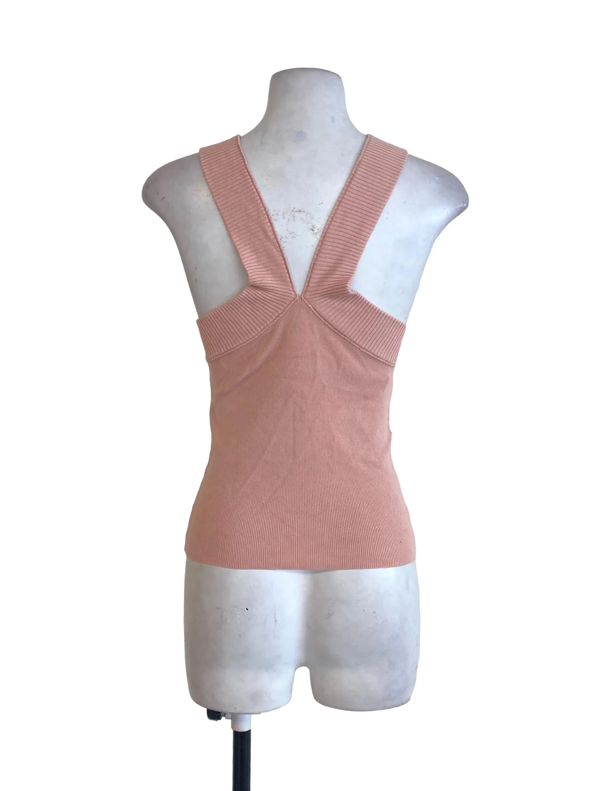 Pink V Neck Knitted Top