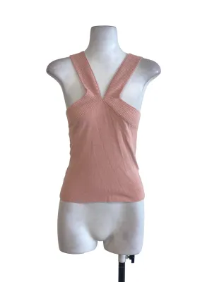 Pink V Neck Knitted Top