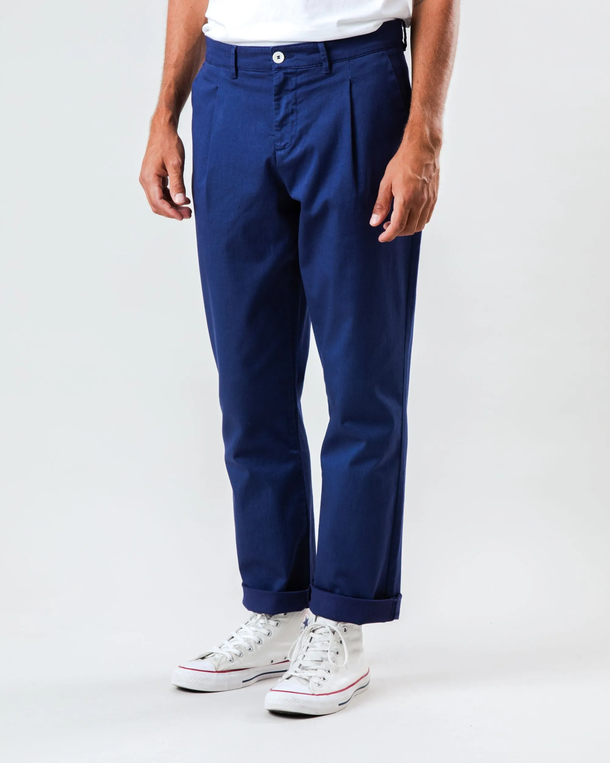 Pleated Chino Navy