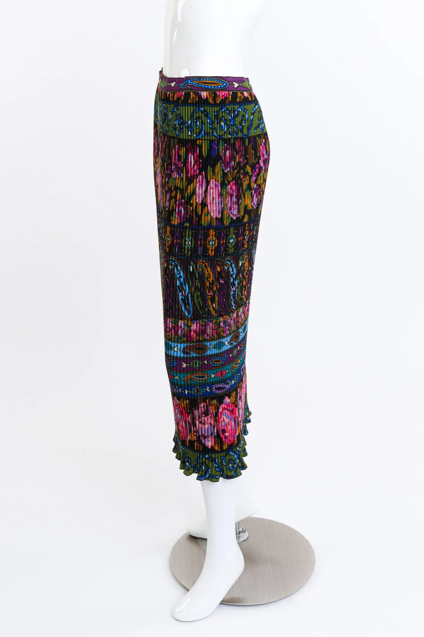 Pleated Floral Paisley Skirt