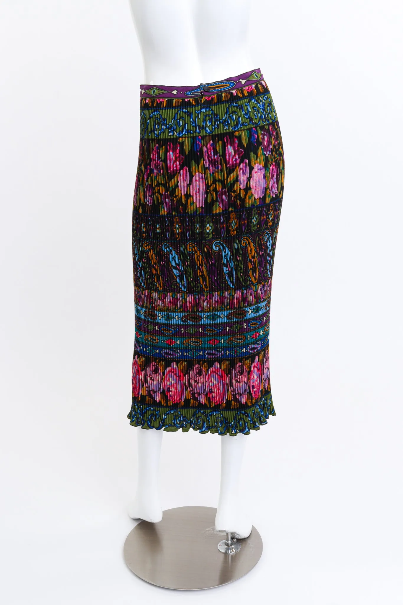 Pleated Floral Paisley Skirt
