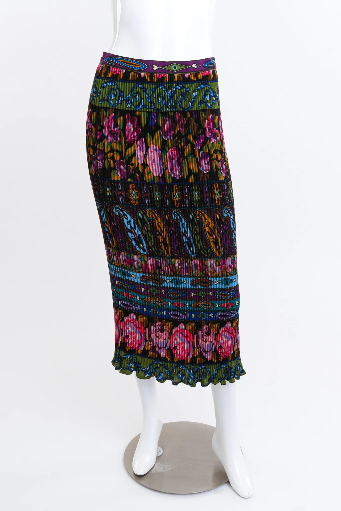Pleated Floral Paisley Skirt