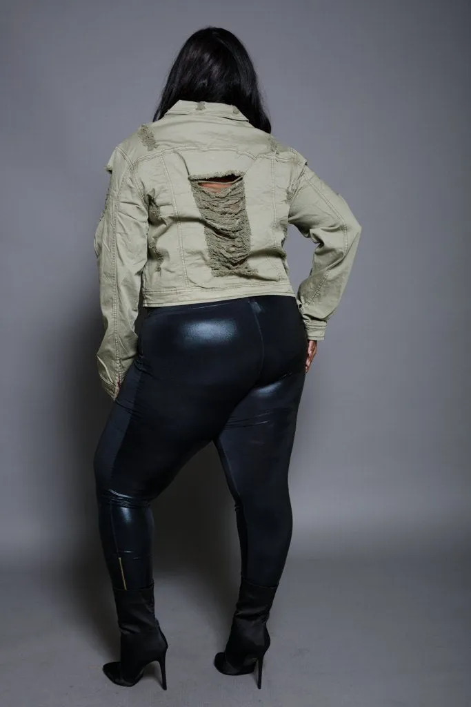 Plus Size Sexy Crop Designer Denim Jacket
