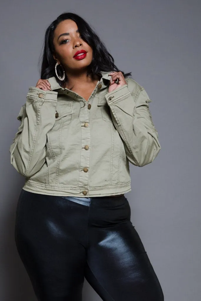 Plus Size Sexy Crop Designer Denim Jacket