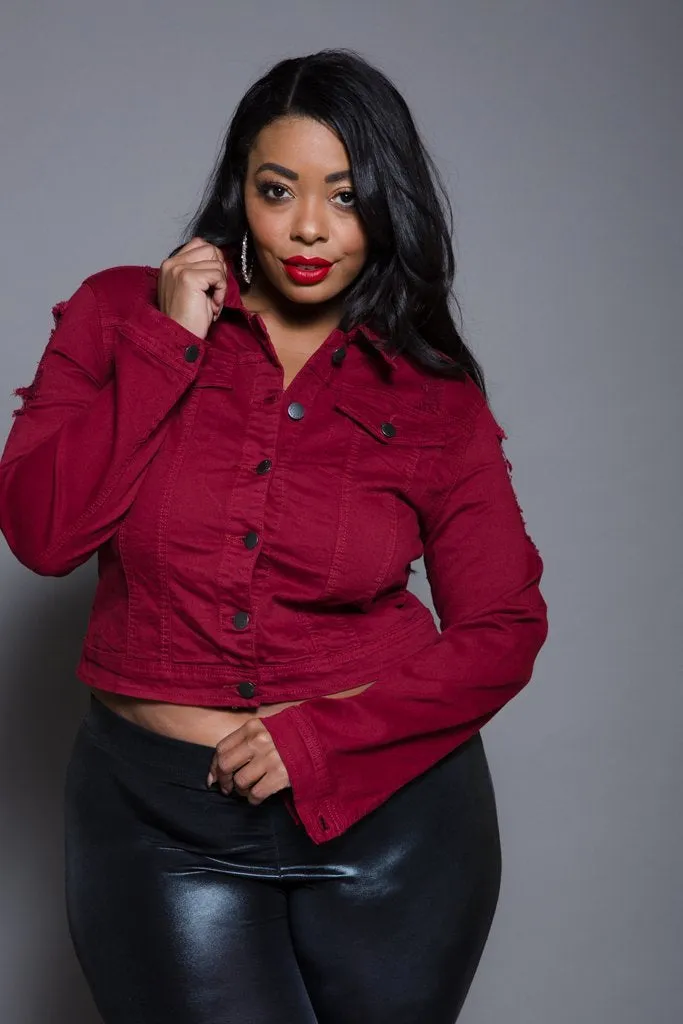 Plus Size Sexy Crop Designer Denim Jacket