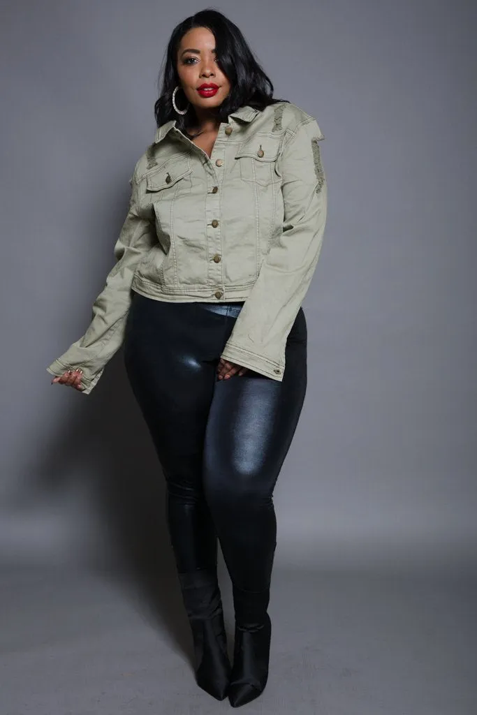 Plus Size Sexy Crop Designer Denim Jacket