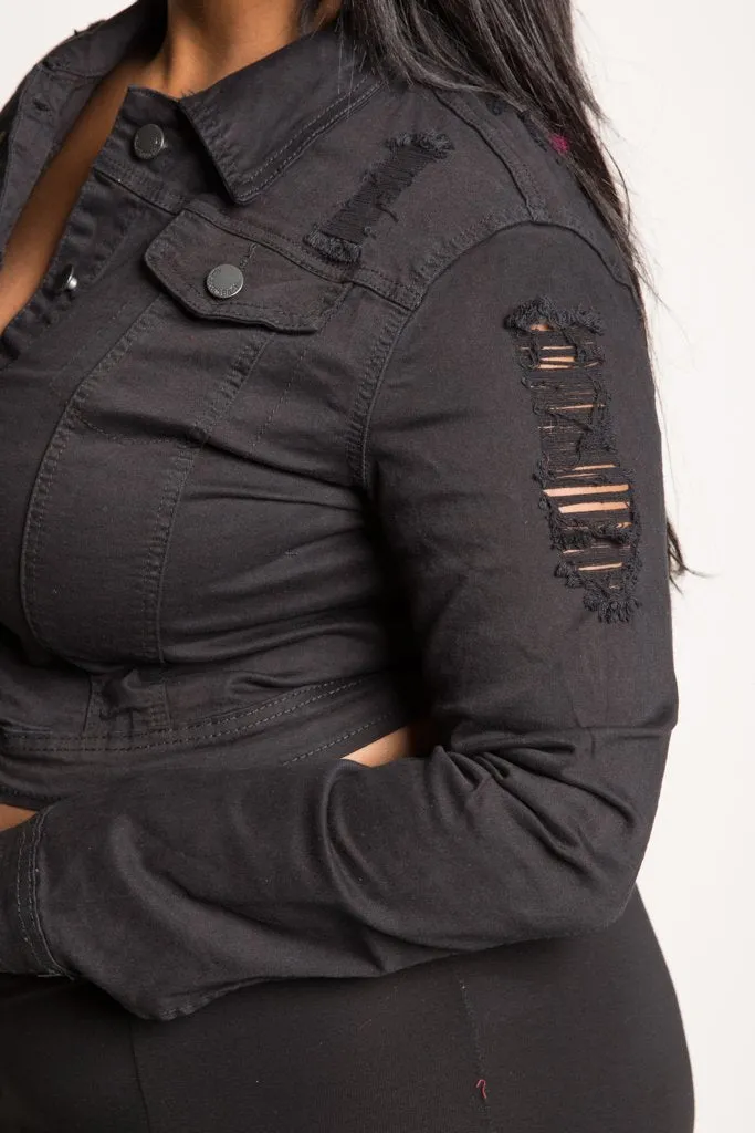 Plus Size Sexy Crop Designer Denim Jacket