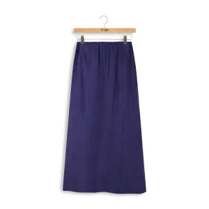 Point Sueded A-Line Slip Skirt in Navy