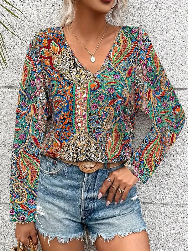 Printed V-Neck Shirt