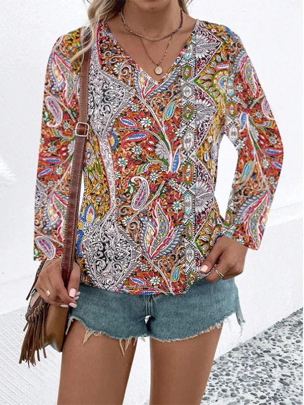 Printed V-Neck Shirt