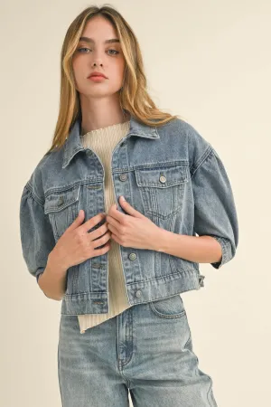 Puff Sleeve Denim Jacket
