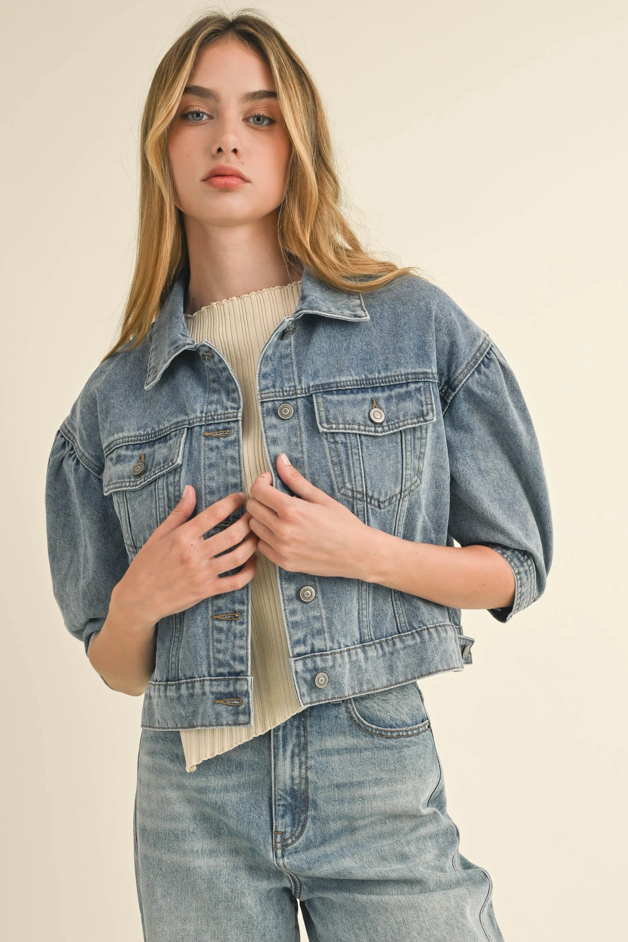 Puff Sleeve Denim Jacket