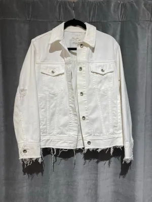 Rag & Bone White Frayed Denim Jacket