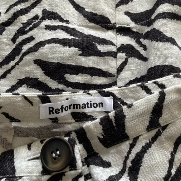 Reformation Linen zebra print Midi A-Line Skirt